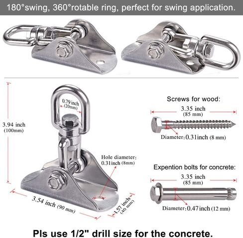 SELEWARE SELEWARE Stains Stefling Swing Hanger Highted Duty Swing Mount Free دوار سوينغ أرجواني أدوات مجموعة أجهزة لليوغا أرجوحة أرجوحة كرسي شرفة أرجوحة مجموعة ثقيلة اللكم 1000 رطل السعة in Kuwait