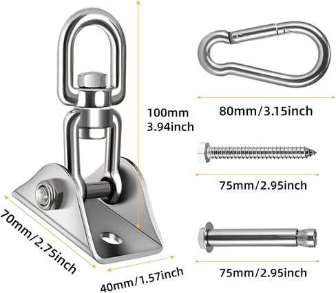 HOMPER Hammock Hanging Kit, 1000 lb Capacity Heavy Duty 360° Rotate Swing Hooks for Chair, Yoga, Outdoor Patio Porch in Saudi Arabia