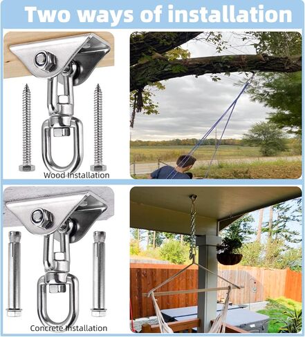 HOMPER Hammock Hanging Kit, 1000 lb Capacity Heavy Duty 360° Rotate Swing Hooks for Chair, Yoga, Outdoor Patio Porch in Saudi Arabia