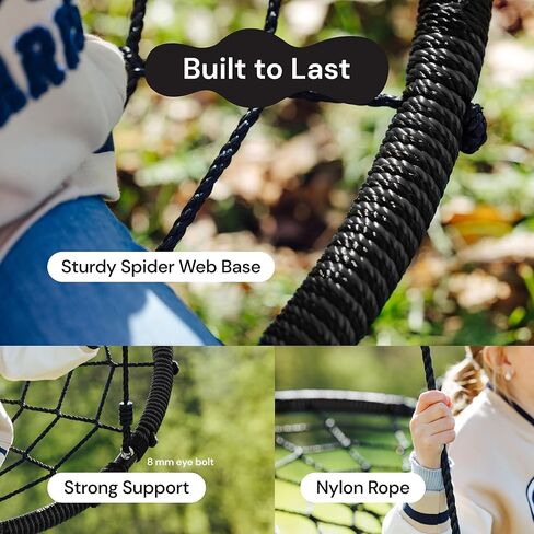 Playvibe Tree Swing - 40 بوصة أرجوحة الصحن للأطفال في الهواء الطلق - شماعات قرص مستديرة مع سعة وزن 900 رطل ، 900D الأشرطة المقاومة للماء في أكسفورد (متعدد الألوان) in Saudi Arabia