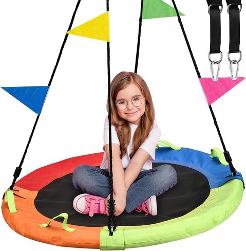 Tree Swing, Saucer Flying Swing 40 Inch for Kids, 900lbs Weight Capacity, with Adjustable Hanging Straps, for Indoor and Outdoor, Multicolor, Gifts for Kids in Saudi Arabia