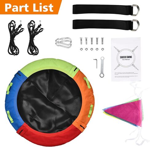 Tree Swing, Saucer Flying Swing 40 Inch for Kids, 900lbs Weight Capacity, with Adjustable Hanging Straps, for Indoor and Outdoor, Multicolor, Gifts for Kids in Saudi Arabia