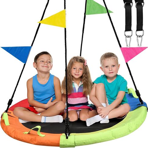 Tree Swing, Saucer Flying Swing 40 Inch for Kids, 900lbs Weight Capacity, with Adjustable Hanging Straps, for Indoor and Outdoor, Multicolor, Gifts for Kids in Saudi Arabia