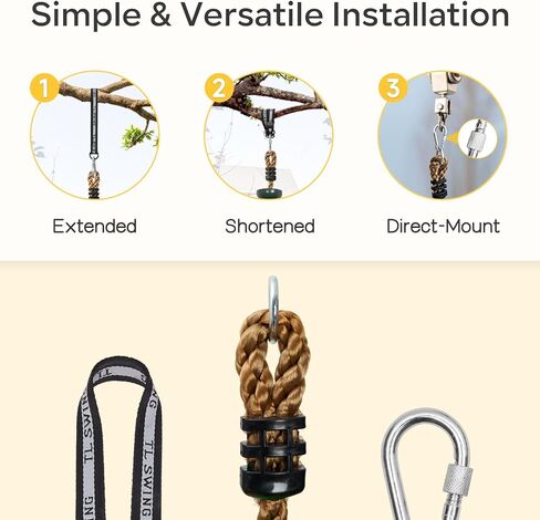 DECORLIFE Tree Swing for Kids, Adjustable Rope Swing Disc Swing for Outside with Platform Carabiners and Strap Outdoor, Playground Accessories, Green in Kuwait
