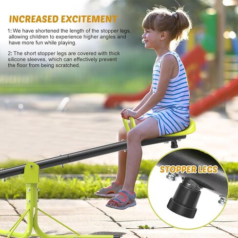 Teeter Totter Seesaw for Kids Outdoor for Ages 4-8 Toddler Seesaw Sit and Spin Teeter Totter Outside Outdoor Toys Swiveling 360 Degrees Rotating for Children Age 3 4 5 6 7 8 (Light Green) in Kuwait
