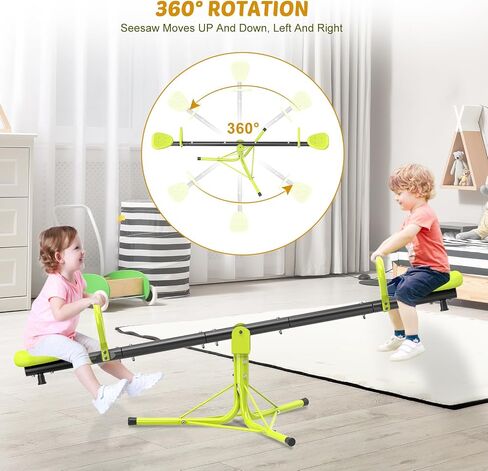 Teeter Totter Seesaw for Kids Outdoor for Ages 4-8 Toddler Seesaw Sit and Spin Teeter Totter Outside Outdoor Toys Swiveling 360 Degrees Rotating for Children Age 3 4 5 6 7 8 (Light Green) in Kuwait