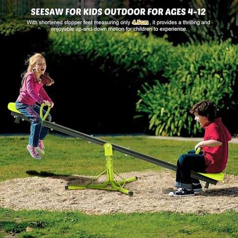 Teeter Totter Seesaw for Kids Outdoor for Ages 4-8 Toddler Seesaw Sit and Spin Teeter Totter Outside Outdoor Toys Swiveling 360 Degrees Rotating for Children Age 3 4 5 6 7 8 (Light Green) in Kuwait