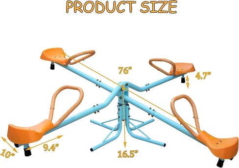 Teeter Totter for Kids, Sit and Spin Teeter Totter, Kids Seesaw Swivel Teeter Totter Home Playground Equipment,360 Degree Rotation Seesaw, for Backyard 2-Seats in Kuwait