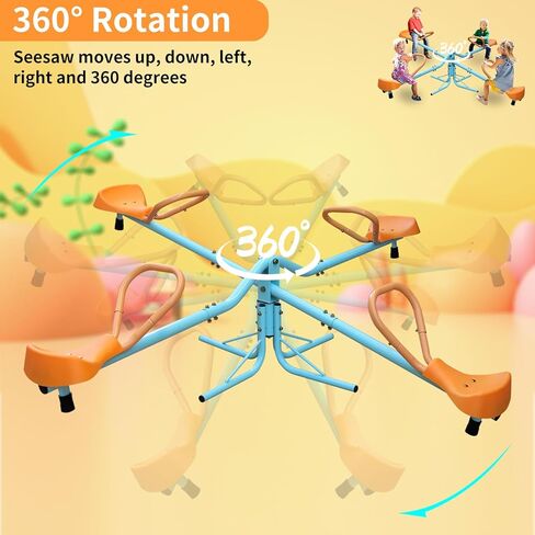 Teeter Totter for Kids, Sit and Spin Teeter Totter, Kids Seesaw Swivel Teeter Totter Home Playground Equipment,360 Degree Rotation Seesaw, for Backyard 2-Seats in Kuwait