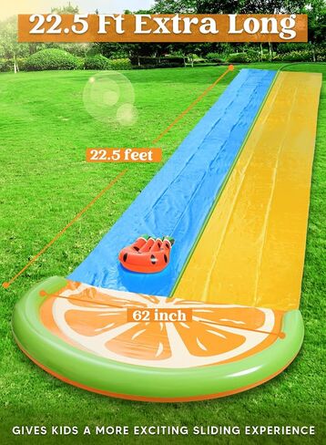 Sloosh Water Slides with 2 Inflatable Boards,22.5ft Double Lane Lawn Water Splash Slip and Slide with Advanced Sprinklers Summer Toy for Kids Adults Fun Backyard Summer Outdoor, Orange in Saudi Arabia