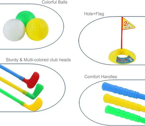 Plastic Golf Clubs, Educational Golf Toys Sets for Toddlers Kids, Sturdy & Multi-Colored in Saudi Arabia