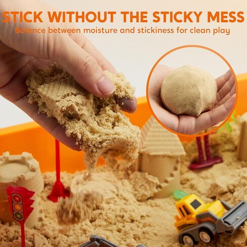 Klever Kits Construction Sensory Bin للأطفال الصغار مع التوهج في الحجارة المظلمة ، صندوق الرمل مع طقم بناء قلعة الغطاء ، هدايا أنشطة التعلم في مرحلة ما قبل المدرسة للأولاد الذين يبلغون من العمر 3+ in Kuwait