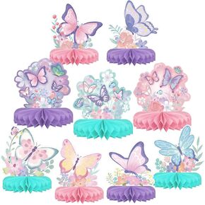 Happy Birthday Decorations Set - Colorful Birthday Themed Honeycomb Centerpiece, Table Decoration for Kids' Birthday Party Supplies
