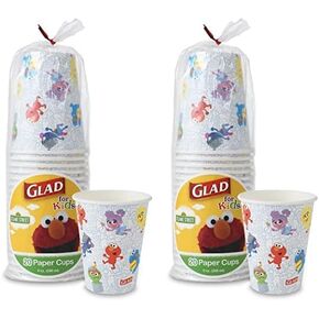 Glad for Kids Sesame Street 9oz Paper Cups Curriculum Style, 48ct | Sesame Street Paper Cups, Kid Sized Disposable Cups | Elmo Paper Cups for Everyday Use