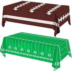 Football Party Decorations Disposable Tablecloth Plastic Touchdown Table Cover for Super Bowl Football Birthday Party Decorations and Games Tailgate Decorations 54 X 108Inch, 2 Pack