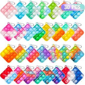 Pop Fidget Toys Bulk Its Party Favors for Kids 4-8 8-12 30 Pack Mini Pop Keychain It Fidget Toy Fidgets for Classroom Prizes for Kids Easter Basket Stuffers Egg Fillers Birthday Goodie Bag Stuffers