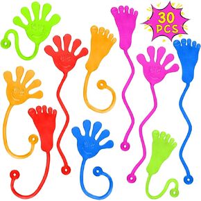 Sticky Hands Bulk 30 PCS Party Favors for Kids 4-8,8-12 Year Stretchy Sticky Hand Feet Goodie Bags Stuffers for Kids Small Mini Classroom Prizes Easter Basket Stuffers Bulk Birthday Party Slap Hand