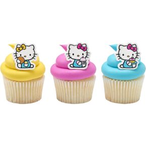 DecoSet® Hello Kitty® Play Bake Fun Cake Topper, 7-Piece Decoration Set with Collectable Cookie Cutter Stampers And Rolling Pin, Food Safe