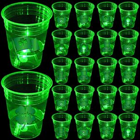 Mishunyus 24 PCS Glow St.Patrick's Day Cups ، ST.Patrick's Day Supplies ، Cups Shamrock Party for Party Decorities ، Forms Favors ، for Time ، Indoor/ourdoor Lucky St Patty's Day Party (16 Oz)