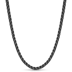 Fiusem Black Wheat Chain Necklace for Men, 2.5mm Mens Chain Necklaces, Stainless Steel Necklace Chains for Men, Boys and Women, Men Necklace Chain 16-28 Inch