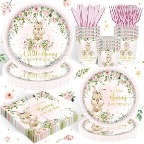 120PCS Woodland Baby Shower Party Supplies for Boys Girls Safari Jungle Wild Animal Party Decorations Nature Sage Plates Napkin Cups Forks Knives Disposable Tableware Set for 20 Guests White