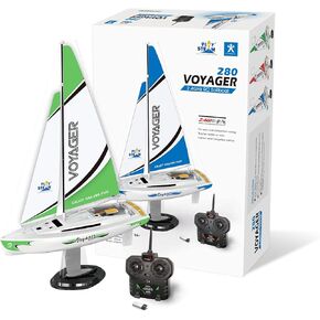 Voyager 280 2.4GHz RC Motor Powered Sailboat in Red - 17.5" Tall