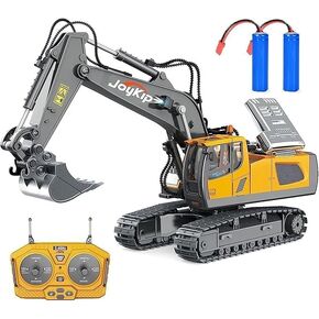 Remote Control Excavator Toy 11 Channel 2.4Ghz RC Construction Vehicles with Metal Shovel Truck Toys for Kids, 680° Rotation with Lights and Sound - 1/20 Scale Tractor Digger for Boys 6 +