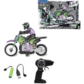 Lexibook RC18, Crosslander radio road motorcycle, up to 12km/h, perfect balance, light effects, crazy skids, fast acceleration, ergonomic remote control, rechargeable