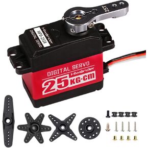 20KG RC Servo High Torque Servo Motors, Waterproof Full Metal Gear Steering Servo for 1/6 1/8 1/10 1/12 RC Car Robot DIY, Digital Servo with 25T Servo Horn, Control Angle 180°