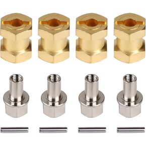 INJORA RC Hex Hub 12mm Brass Wheels Hex Hub Extension Hex Drive Adapter for 1/10 RC Crawler Axial SCX10 90046 D90 (15mm)