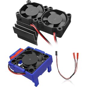 VXL-3s ESC Cooling Fan and Motor Cooling Dual Fan Set Fit for 1/10 Traxxas Slash 4×4 VXL Rustler 4X4 Stampede 4X4 Hoss 4×4 Velineon VXL-3s, Blue