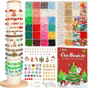 Gionlion 6000 Clay Beads Bracelet Making Kit, 24 Colors Flat Preppy Beads for Friendship Bracelets, Polymer Clay Beads with Charms for Jewelry Making, Crafts Gifts for Girls Ages 6-12