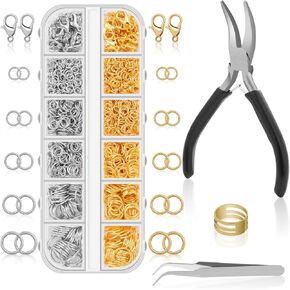 Anezus 1200PCS Jump Rings for Jewelry Making Kit, Gold, Jewelry Making Supplies and Necklace Repair, Modern Style, Small Size, Not Foldable