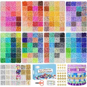 Redtwo 5100 Clay Beads Bracelet Making Kit, Flat Preppy Beads for Friendship Jewelry Making,Polymer Heishi Beads with Charms Gifts for Teen Girls Crafts for Girls Ages 8-12