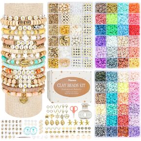 حبات Pizooro Clay 3 Boxes Makelet Make Make ، حبات 10500pcs لصنع المجوهرات ، حبات رسائل مستديرة مع سحر وسلاسل مرنة ، أساور الصداقة ، هدايا عطلة للفتيات البالغين in Kuwait