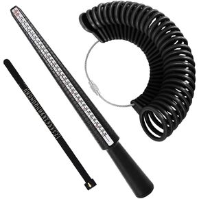 Accmor Ring Size Measuring Tool Includes Plastic Ring Sizer Mandrel Stick, Finger Sizing Ring Guage Measurer and 2 Pcs Finger Measure Tape for Women Men Jewelry Making