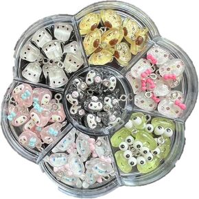 AJP 35PCS Mini Pendant Charms Colorful Cartoon Resin Charms Jewelry Making DIY Pendant Ornament Cute Kitty Shape Charms for DIY Craft Bracelet Necklace Earrings…