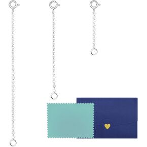 3 Pcs 925 Sterling Silver Necklace Extender, Durable Chain Extenders, Necklace Bracelet Anklet Jewelry Extension for Women (1 2 3 Inch)
