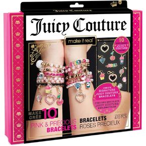 Make it Real - Juicy Couture Pink and Precious Bracelets - DIY Charm Bracelet Kit with Beads for Tween Jewelry Making - Jewelry Making Kit for Girls