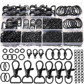 Teenitor 524PCS Keychain Making Kit, Key Chain Clips, Key Chain Rings, Lanyard Hooks Lobster Claw Clasps, Key Rings and Jump Rings for Key Chain Making Jewelry Lanyard Making, Keychain Kit