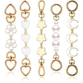 Remuuly 5 Pcs Purse Strap Extender Golden Bag Extender Chain Metal Bag Replacement Handbag Chain Purse Making Supplies (Stylish)