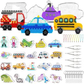 FUNZBO 20 pcs 5mm Fuse Beads Pegboards - Animal Shape Pegboards for Arts and Crafts Projects with Keychains, Hang Ropes and Beads Tweezers, Gifts for Girls and Boys (Beads Not Included)