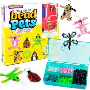 Made By Me Create Your Own Bead Pets by Horizon Group USA, Includes Over 600 Pony Beads, 6 Key Rings, Storage Box & Much More