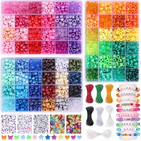 Quefe 2350pcs ، 64 لونًا ، حبات المهر لعدة سوار ، مجموعة سوار الصداقة ، قوس قوس قزح Kandi ، حبات الرسائل والسلاسل المرنة لصنع قلادة سوار ، هدايا حرفية للبنات