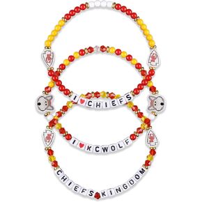 FOCO Unisex Adult NFL Team Logo Officially Licensed 3-Pack Beaded Friendship Bracelet, Gems
