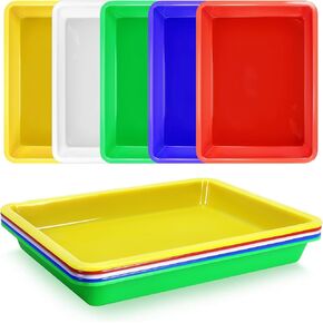 5 Pack Multicolor Plastic Art Trays - Activity Tray Crafts Organizer Tray Serving Tray for School Home Art and Crafts, DIY Projects, Painting, Beads, Organizing Supply, 5 Color