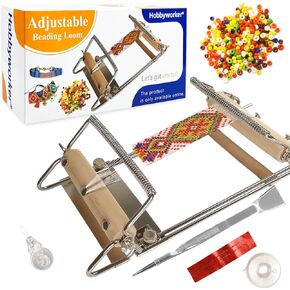 hobbyworker The Third Generation Beading Loom Kit with Seed Beads, Bead Needle,Beading Thread,Needle Threader,Bead Scoop and Instruction Manual,Bead Looms for Adult Jewelry Beading Supplies