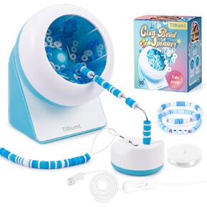 Tilhumt Clay Bead Spinner, Electric Bead Spinner for Jewelry Making, Friendship Bracelets Maker with Needle and Elastic String, Gift for Girls, Patent Design, Pink (Beads Not Included)