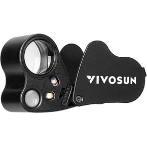 VIVOSUN 30X 60X Illuminated Jewelers Loupe Foldable Magnifier with LED Light for Jewelry Gems Watches Coins Stamps Antiques Black