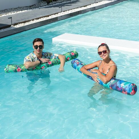 FindUWill Inflatable Swim Pool Noodles, 2 Pack Soft Fabric Covered Large Swim Noodles, Premium Buoyancy for Swimming Floating, Pool Floats Toys for Adults Pool Accessories in Saudi Arabia